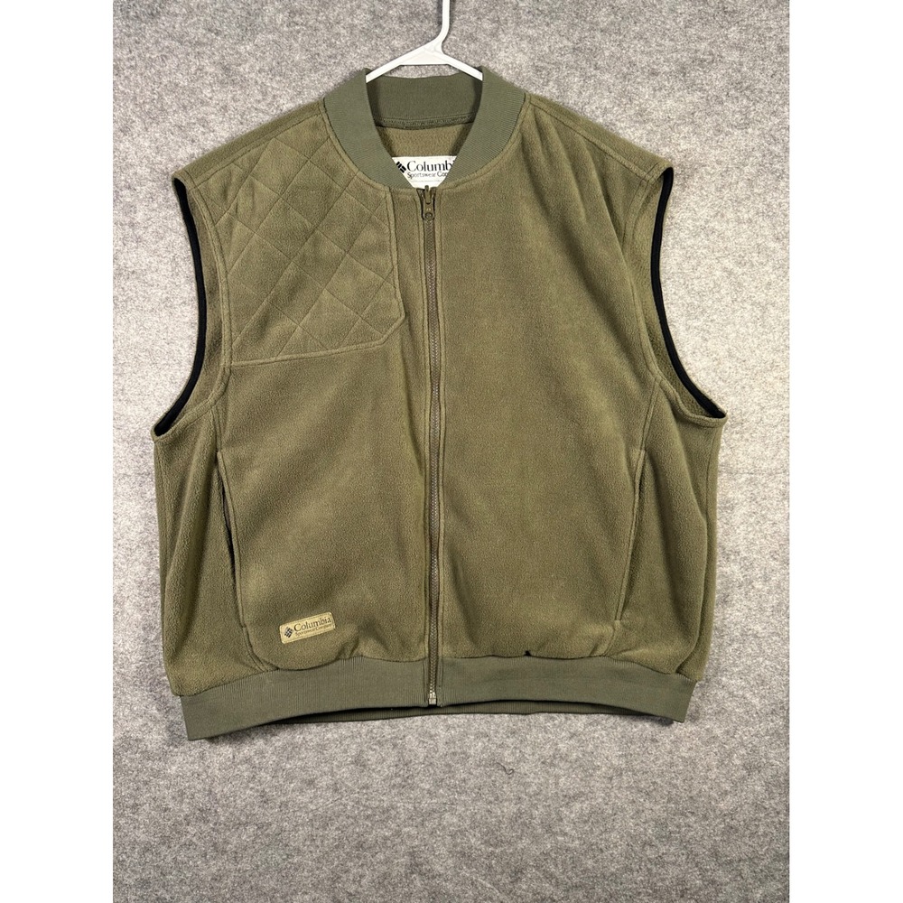 Columbia Sportswear Vest Mens XL Full Zip Fleece Olive Green Outdoors